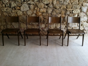 Stapel Stühle Theater Stühle Stapelbar Buche dunkel 1950 1960 Vintage Loft Mid Century (3) a ...