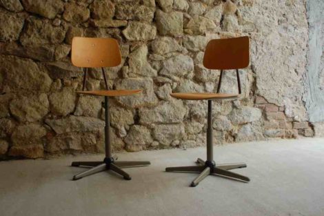 Alt gebraucht Stuhl Drehstuhl Chair Werkstattstuhl Holz Stahl Vintage Retro Bauhaus Shabby Chic